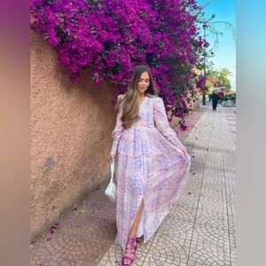 Rococo Sand Volna pink multi maxi dress NWT